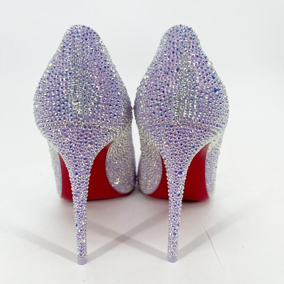 Christian Louboutin Kate 100 Strass Lilac Crystal Pointed Toe Heels EU 39.5 - Picture 9 of 11